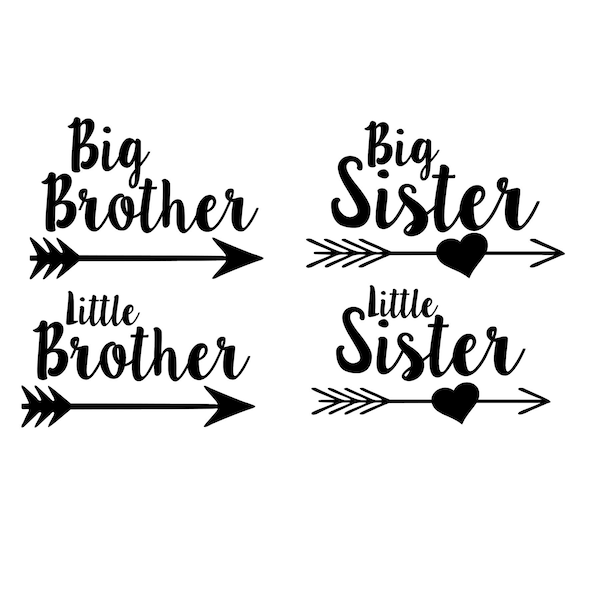 Sibling Big Little Brother Sister Digital Cut File // SVG Vinyl Car Window Sticker //  Decal //  Monogram Tag // Laptop Decal //  Label