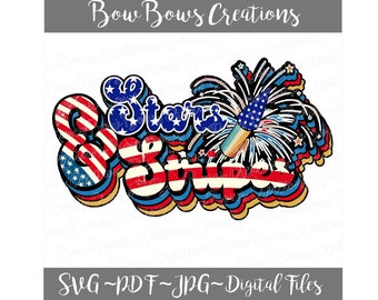 Stars and Stripes America Sublimation Design // Fireworks Descarga digital // 4 de julio Stripes Independence Day // Memorial Heat Press PNG