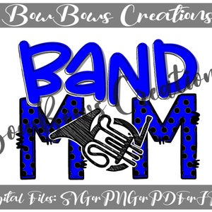 Mama Band French Horn Sublimation Design // Sport Digital Download // Music Note Drumline Color Guard Hand Drawn // Football Heat Press PNG