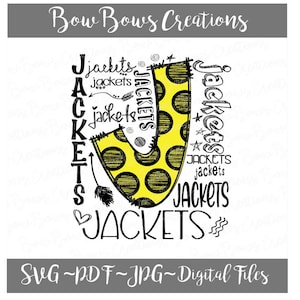 Jackor Skolsporter PTA PTO Sublimeringsdesign // Gula jackor Maskot Fotboll Softboll Digital Nedladdning // Baseboll Handritad // PNG