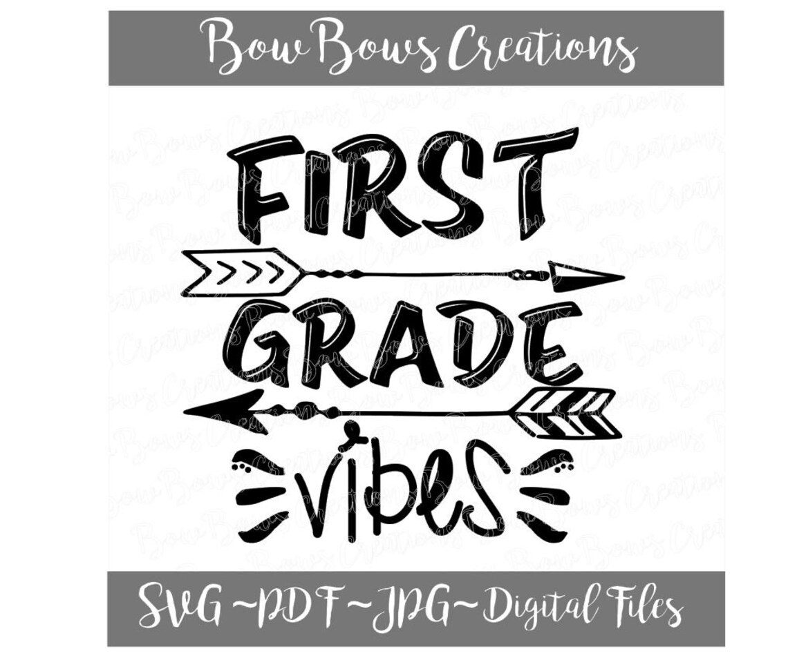 First Grade Vibes Cut File // Teach Apple SVG Vinyl Car Window Sticker ...
