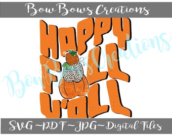 Happy Fall Yall Digital File // Autumn / Thanksgiving / Season / Vinyl Car Window Sticker // Decal // Monogram Tag // Laptop Decal // Label