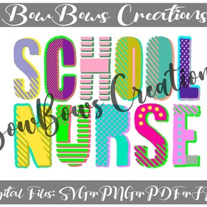 School Nurse Teacher Sublimation Design // Nursing Retro Digital Download // Back To School // Outline Heat Press PNG