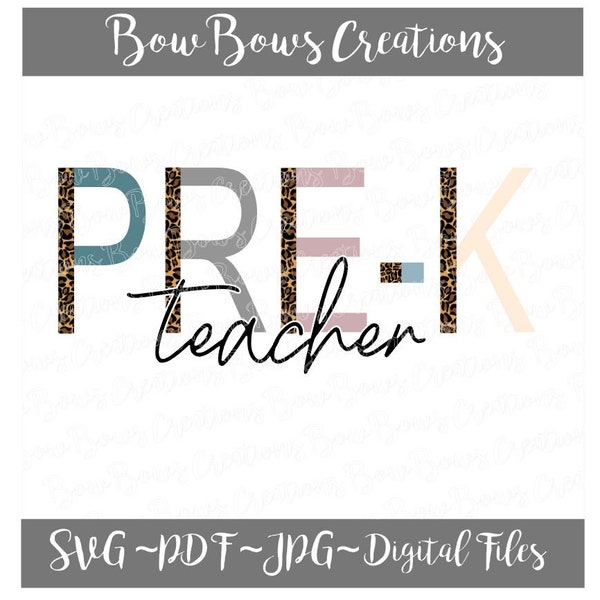 Pre-K Preschool Teacher Student Sublimation Design // Leopard 4K 3K Digital Download // Back To School // Heat Press PNG