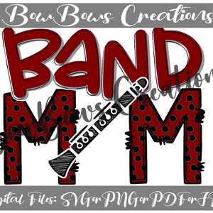 Mama Band Clarinet Mom Sublimation Design // Sports Digital Download // Mommy Drumline Color guard Hand Drawn // Football Heat Press PNG