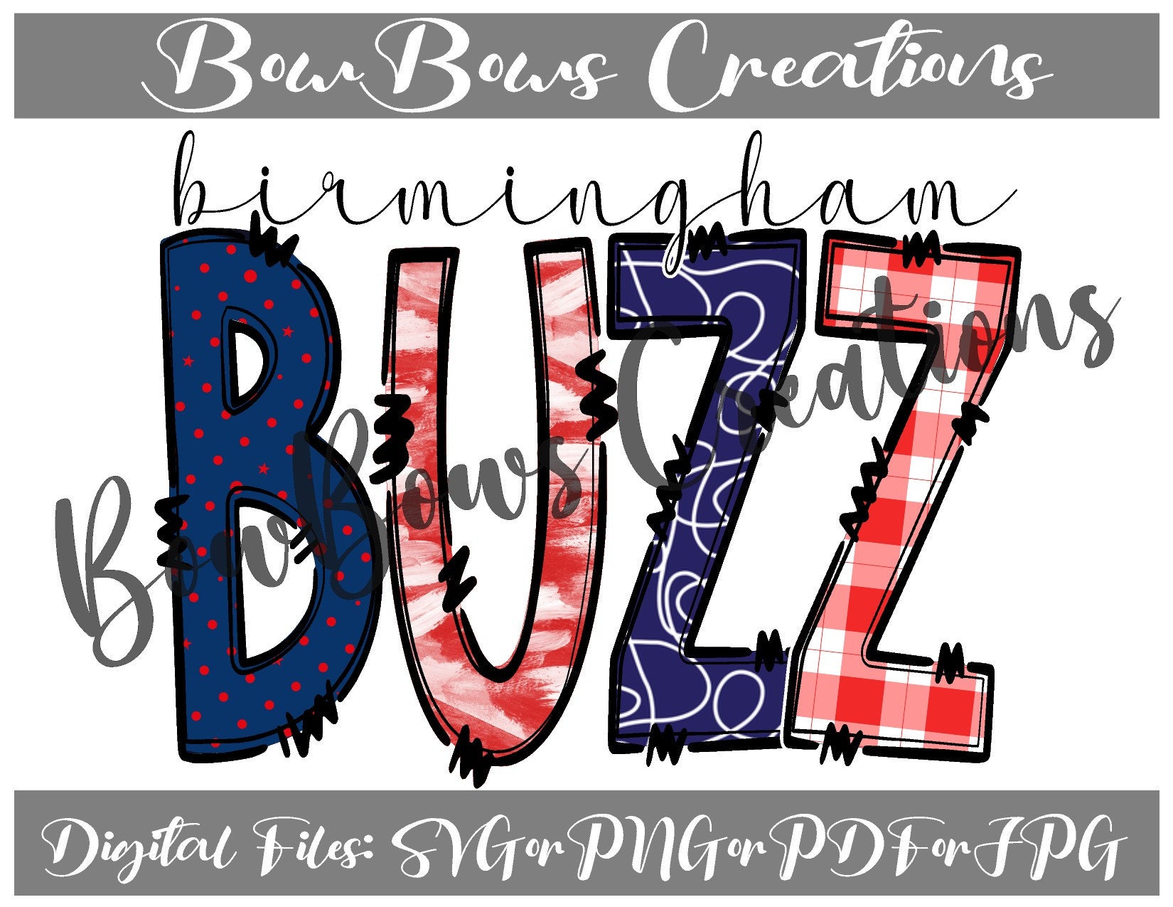 Birmingham Buzz Doodle Letters PNG / School / Sports / PTA PTO ...