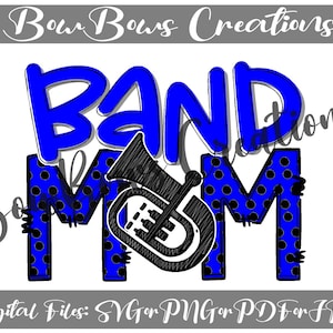 Mama Band Tuba Mom Sublimation Design // Sports Digital Download // Mommy Drumline Color guard Hand Drawn // Football Heat Press PNG