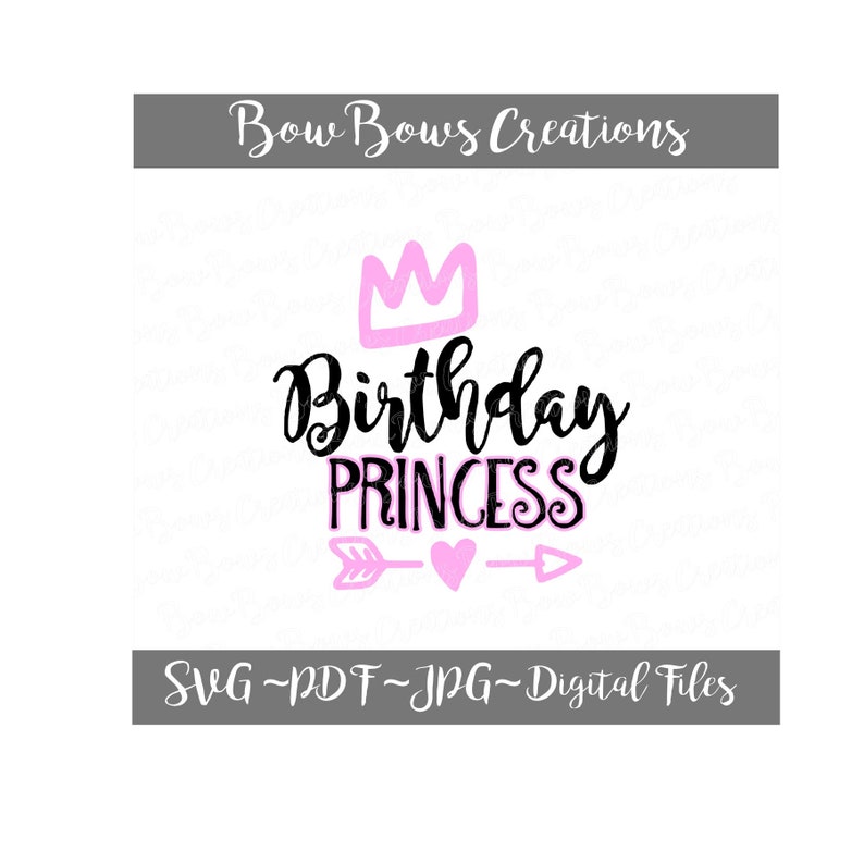 Download Clip Art Birthday Princess Heart Digital Cut File Svg Vinyl Car Window Sticker Decal Monogram Tag Laptop Decal Label Art Collectibles