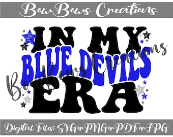 In My Blue Devils Era Sublimation Design // Stars Handdrawn Digital Download // Flower and Dots Hand Drawn // Heat Press PNG