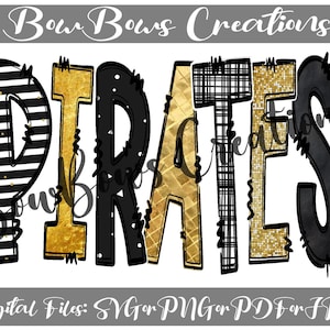 Pirates Doodle School Pride Sublimation Design // Sports Mascot Download // Band Football Volleyball Softball Hand Drawn // Heat Press PNG
