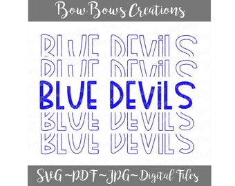 Blue Devils School Sports PTA PTO Sublimation Design // Mascot Football Softball Digital Download //Baseball Hand Drawn // Heat Press PNG
