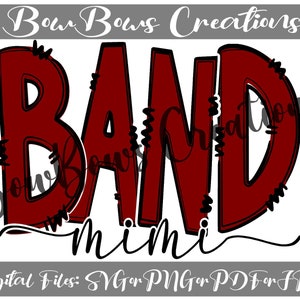Mimi Band Mom Sublimation Design // Sports Digital Download // Grandmother Drumline Color guard Hand Drawn // Football Heat Press PNG