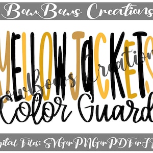 Yellow Jackets Colorguard Mama Band Sublimation Design // Sports Digital // Drumline Color Guard Hand Drawn // Football Heat Press PNG