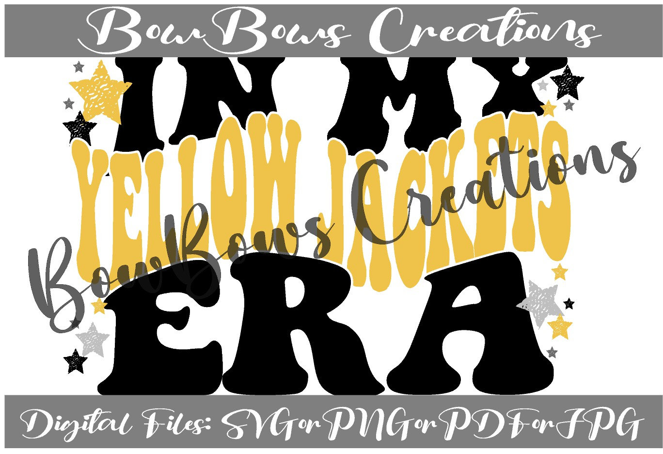 In My Yellow Jackets Era PNG Sublimation Design // Digital Download // Hand Drawn // Heat Press // Black and Gold School Sports PTA PTO