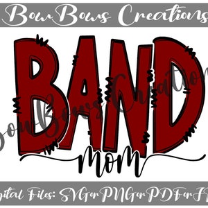Mama Band Mom Sublimation Design // Sports Digital Download // Mommy Drumline Color guard Hand Drawn // Football Heat Press PNG