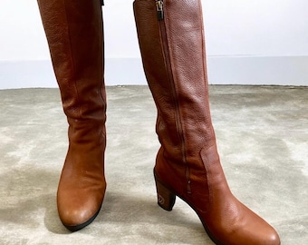 Vintage Timberland Stratham Heights Tall Boots Brown Genuine Leather Knee-High Boots EU39.5