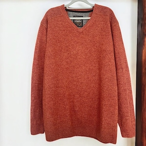 Vintage men&#39;s pullover sweater brown warm wool size 3XL