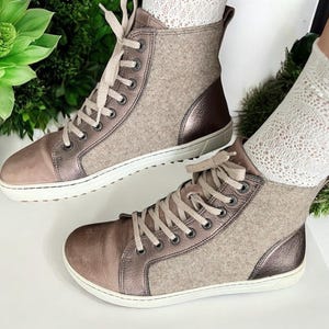 Birkenstock Women&#39;s  shoes, high sneakers genuine leather/felt wool,  autumn/winter size EU 37