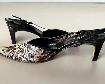 Black heeled sandals with sequins by Bruno Magli Size EU39.5