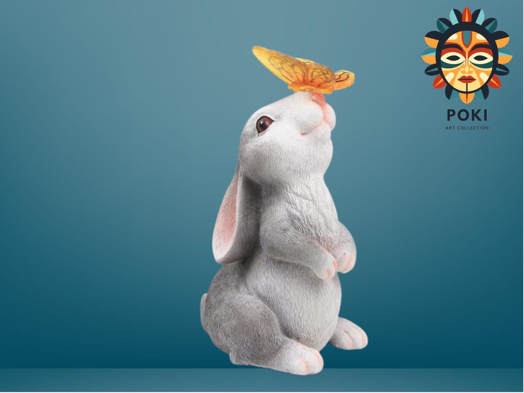 Title: Solar Bunny Statue Garden Decor With Butterfly LED Light – Resin ...