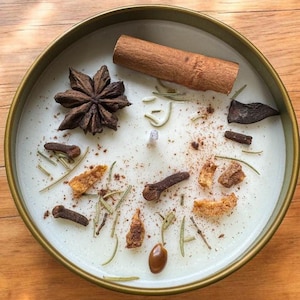 Autumn Harvest Soy Candle, Spiced Apple, Clove,  Cinnamon, Orange Peels, & Vanilla, Handmade