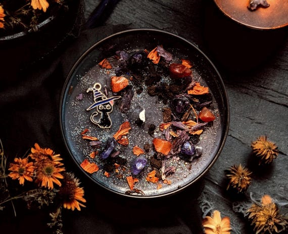 Whisker Witch Soy Candle, Organic Herb & Crystal Infused, Handmade