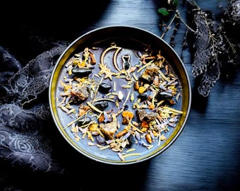 Cat Nights Soy Candle, Organic Herbs, Crystals, Handmade