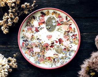 Love Scented Soy Candle, Organic Herbs, Crystals, Handmade