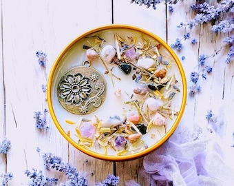 Mind Body Balance Soy Candle, Lavender, Organic Herbs & Healing Crystals