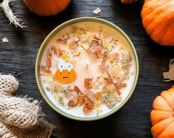 Purrs & Pumpkins Soy Candle: Handmade Autumn Scented Candle