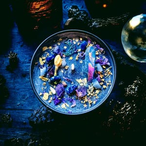 Midsummer Nights Soy Candle, Organic Herbs & Crystals, Handmade