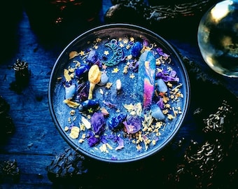 Midsummer Nights Soy Candle, Organic Herbs & Crystals, Handmade
