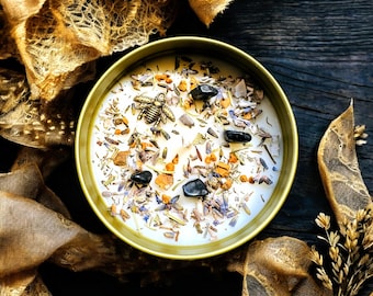 Honey Bee Soy Candle, Organic Herbs, Candles for a Cause, Handmade