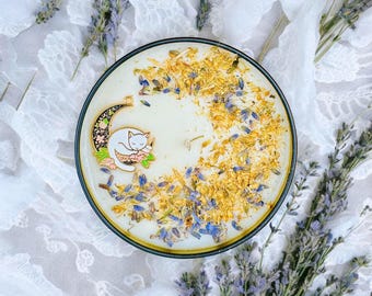 Clair De Lune Cat Soy Candle, Lavender, Handmade