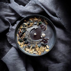 Eerie Essence Soy Candle: Autumn Scented, Organic Herbs, Handmade