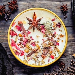 Tearoom Soy Candle, Organic Herb & Crystal Infused Intention Candle, Handmade