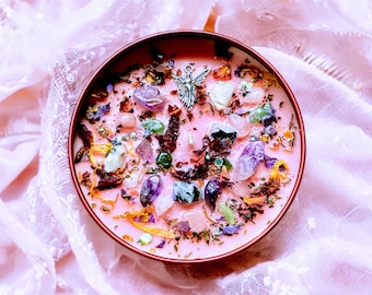 Butterfly Fairy Soy Candle: Crystal Infused, Organic Herbs