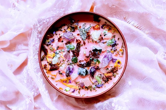 Butterfly Fairy Soy Candle: Crystal Infused, Organic Herbs