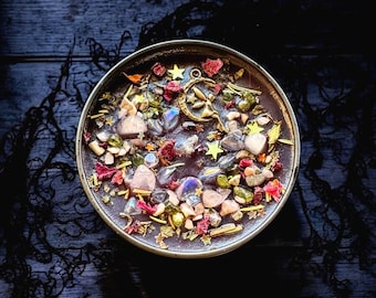 Moon Empress Soy Candle, Organic Herbs & Crystal Infused, Handmade