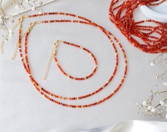 Boho Chic Carnelian Gemstone Red Choker - Stunning Handmade Red Carnelian Gem Necklace