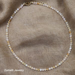 Citrine Gemstone Choker - Handmade Beaded Necklace - Unique Handmade Jewelry Gift