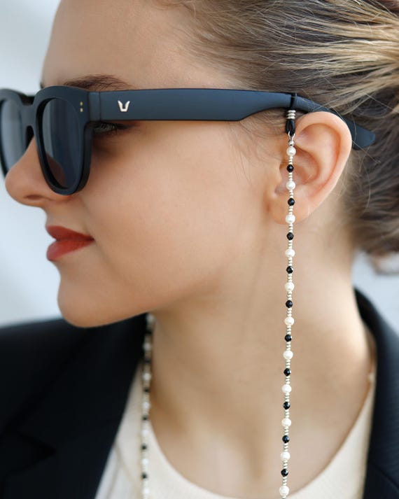 Handmade Glasses Chain Gemstones Natural Spinel & Pearls  display picture 3