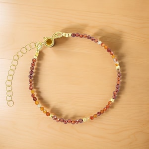 Handmade Carnelian Beaded Bracelet - Gemstone Jewelry - Orange Carnelian Bead Bracelet
