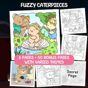 Fuzzy Caterpieces Coloring Book – Renaissance Cat Art Parody (PDF)