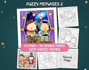 Cute Cats in Movie Moments Coloring Book – Spooky & Action Themes (PDF)
