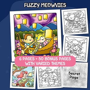 Kolorowanka „Urocze koty” – Fuzzy Meowvies, sceny kinowe (PDF)