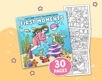 Girl Self Care Coloring Book, Cozy Moments, 30 Printable Pages (Digital Download PDF)