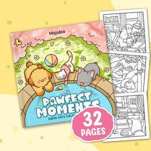 Cat Coloring Book, 30 Cute Cat and Dog Coloring Page With Pet Friends in Comfy Days, Printable Instant Digital Download PDF