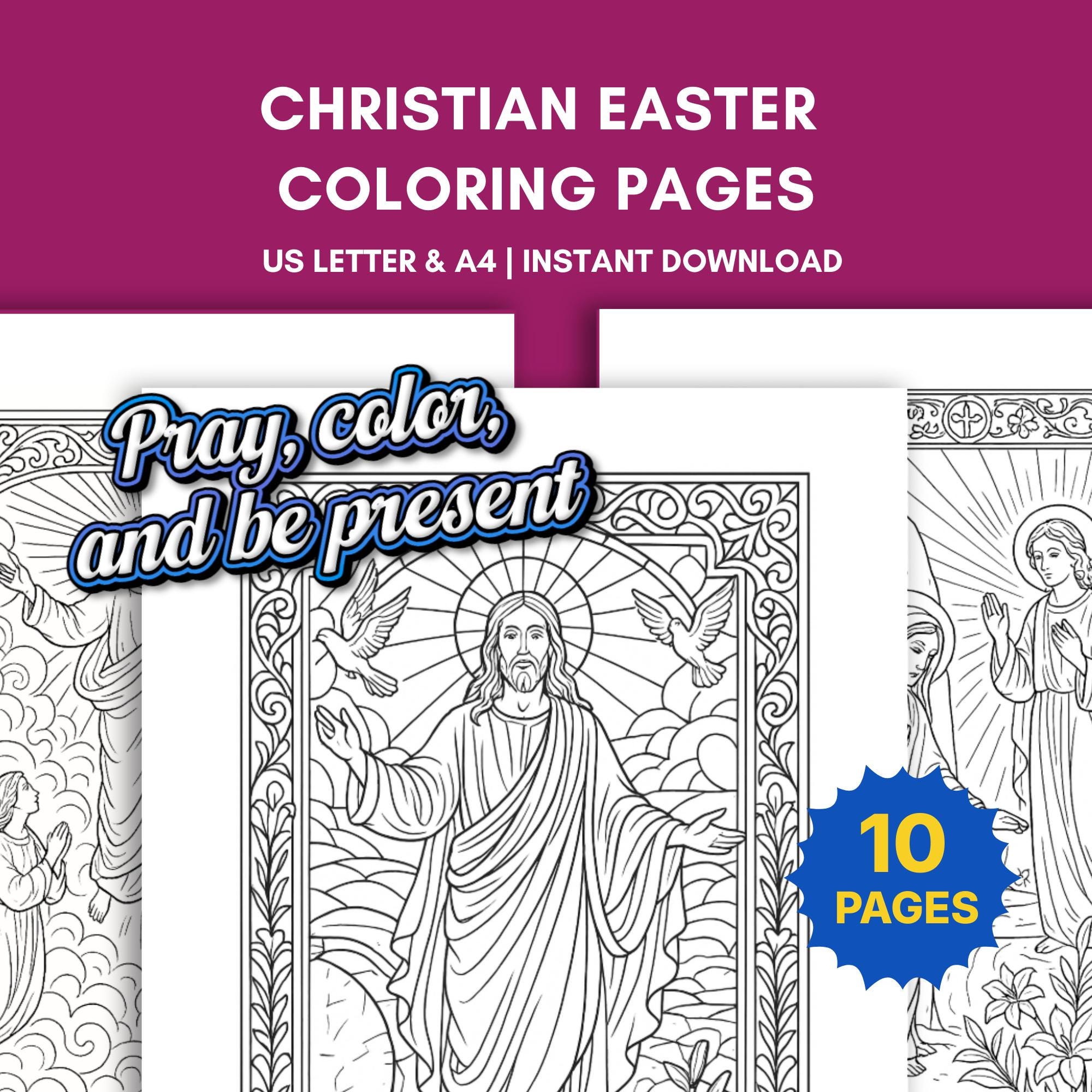 Christian Easter Coloring Pages for Adults: 10 Religious Spring ...
