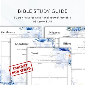 30 Tage Sprüche Devotionalien Journal Printable | Bibelstudienführer & Christliches Gebetsjournal (Digital PDF)